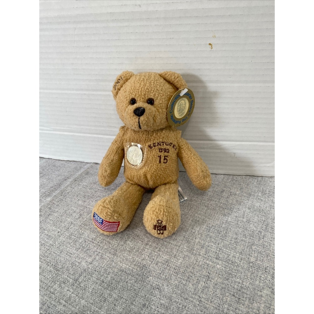 Limited Treasures Kentucky Quarter Bear Unisex 9in Tan Excellent 2001 Coin Plush